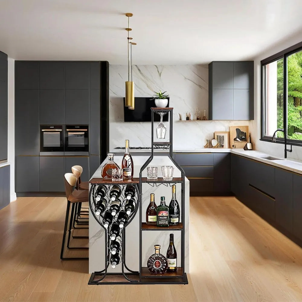 5-Tier Wine Rack Freestanding 11 Bottles Modern Wine Holder