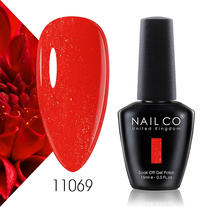 NAILCO 15ml Color Gel Nail Polish Soak Off, Hybrid Varnishes Manicure, UV&LED Nail Gel Semi Permanent Lacquer Base Top Coat.