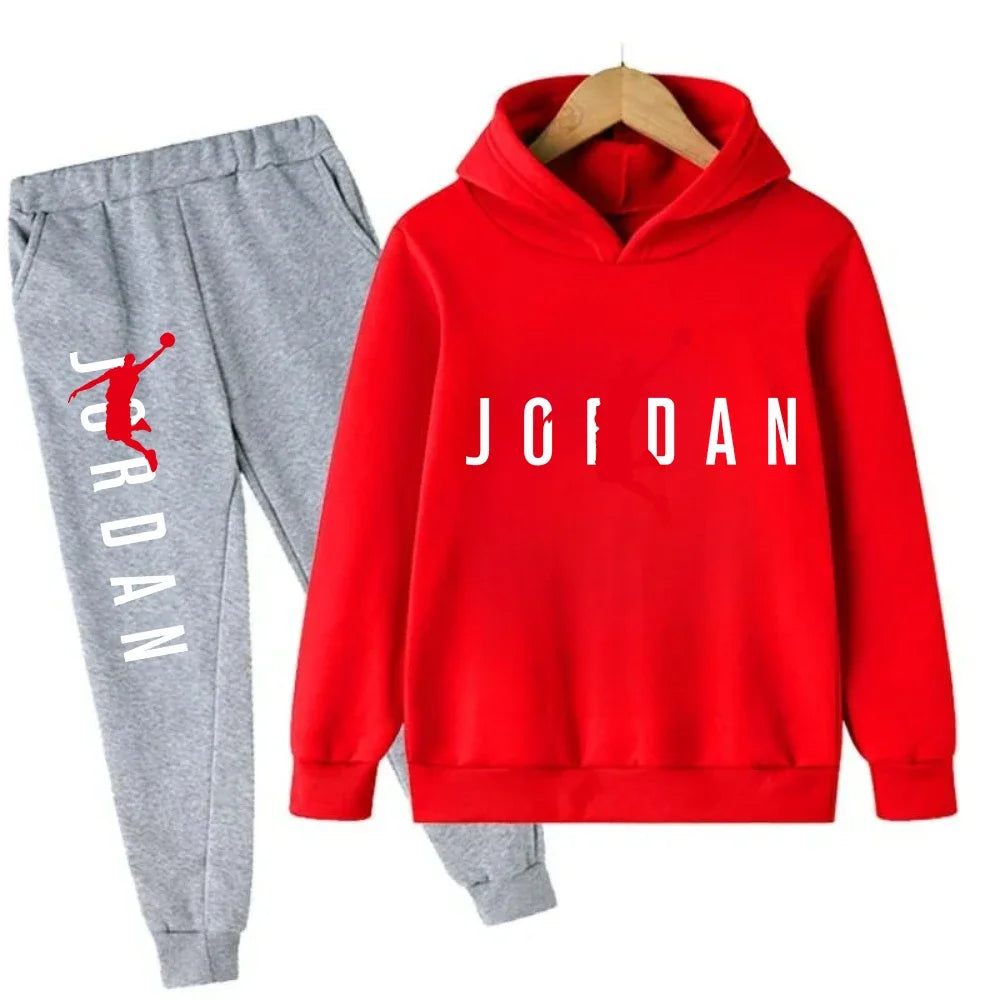 Warm Slam Dunk Master Pattern Printed Children Set, Hoodie+Pant Suit 2pcs Set.