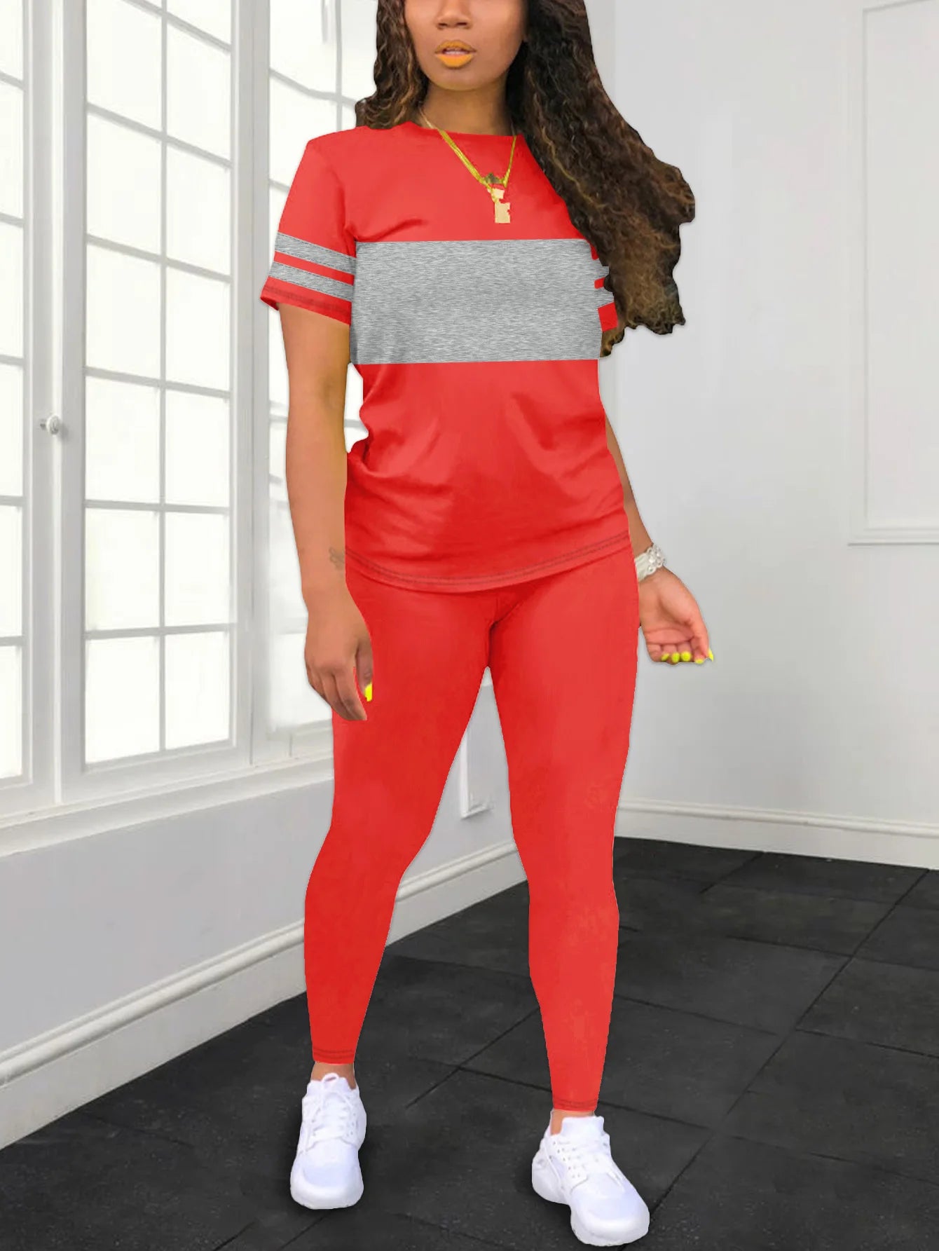 Women's Summer Casual Set, Fashionable Comfortable Ensemble Ladies Clothing Outfit.