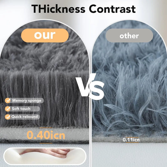 Large Shaggy Grey Area Rug,10x14 - Super Soft Fluffy Carpet for Living Room, Bedroom.