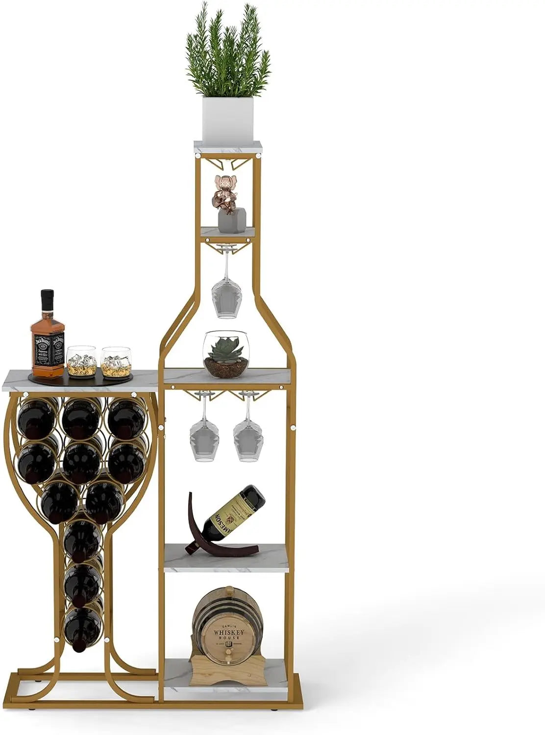 5-Tier Wine Rack Freestanding 11 Bottles Modern Wine Holder