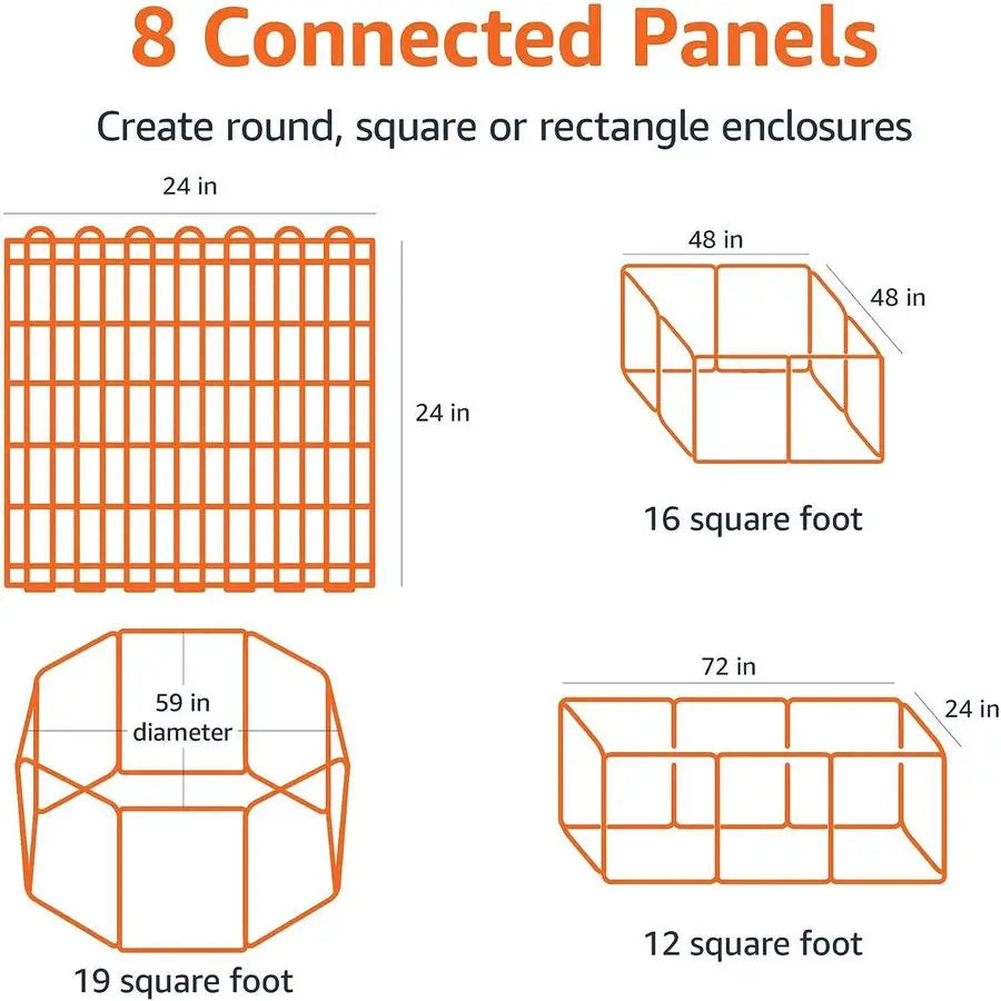 Foldable Octagonal Metal Exercise Puppy Dog Playpen Indoor Outdoor, 8 Panels, 24 x 24, Easy to assemble.