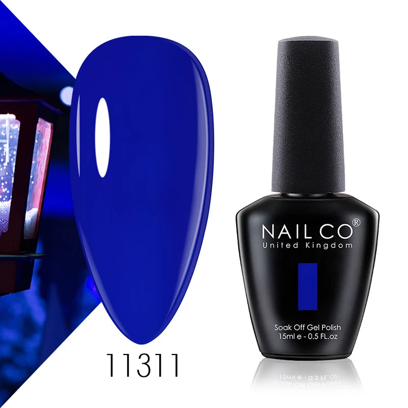 NAILCO 15ml Color Gel Nail Polish Soak Off, Hybrid Varnishes Manicure, UV&LED Nail Gel Semi Permanent Lacquer Base Top Coat.