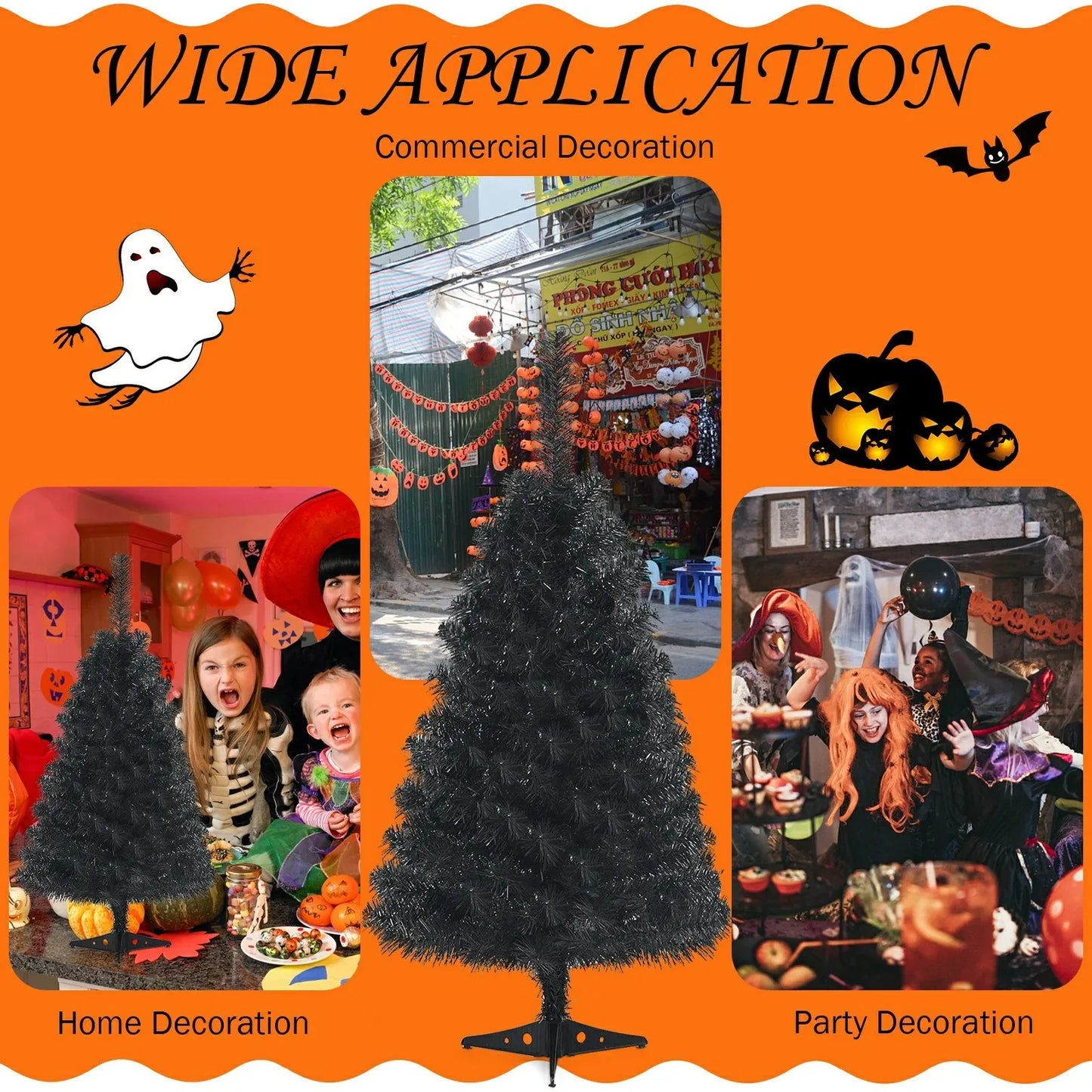 Black Tree For Christmas Decoration Ornaments, Home Decoration.