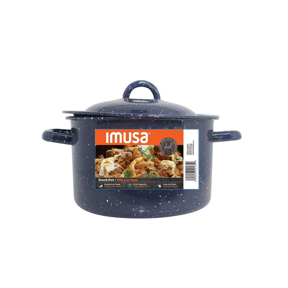 Enamel Stock Pot Soup, Stews,  with Double Handles Oven Safe, Durable Efficient Heat Distribution Hand Wash Only.