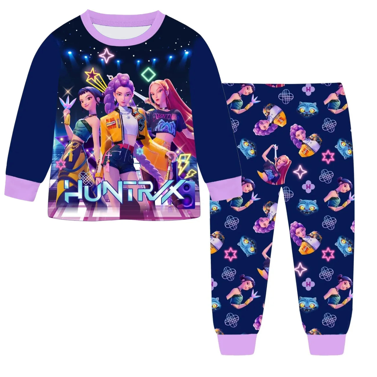Anime  Demon Hunters Zoey Costume Autumn Pajamas for Children's Clothing 3-14Years.