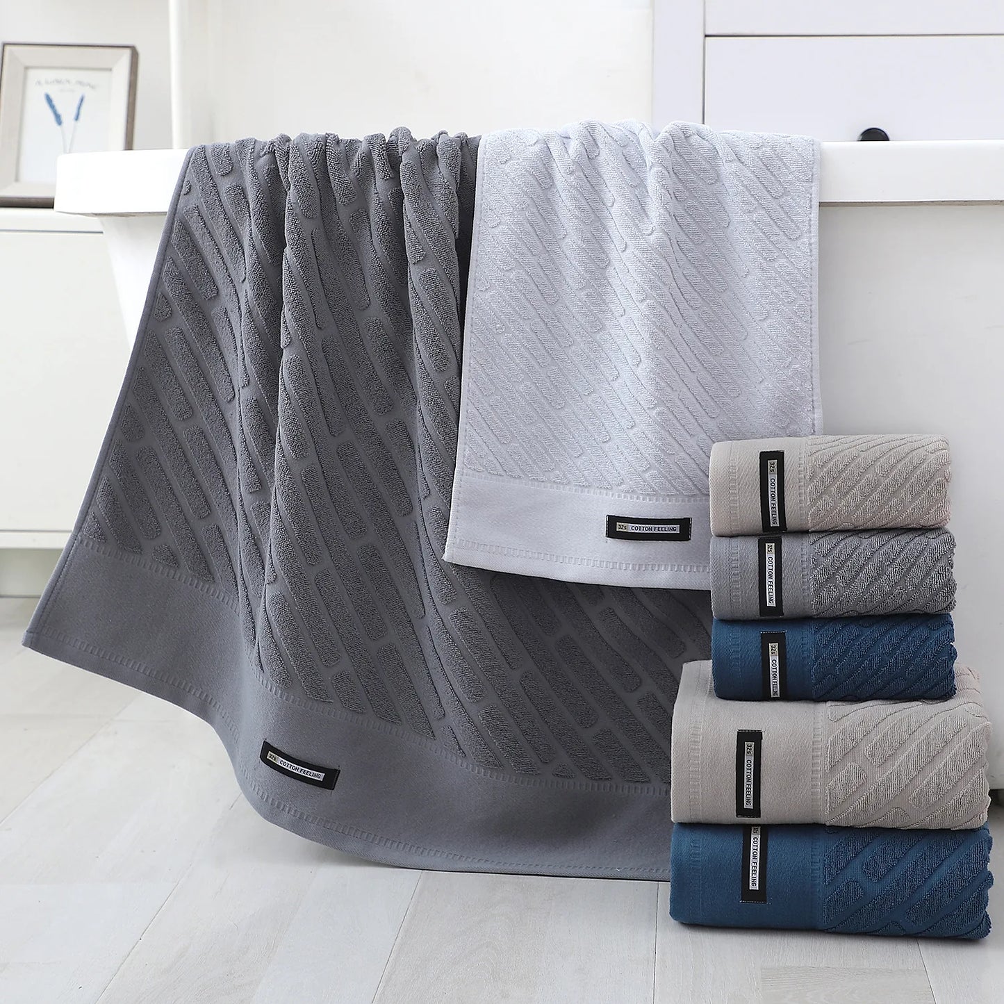 5-Pack Cotton Towel Set, Highly Absorbent, Skin-Friendly  Bathroom, Face Washing, Bathing and Traveling