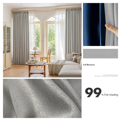 Bedroom Full Blackout Drapes, Bay Window Curtain, Insulated Living Room Drape, Balcony Sun Protection