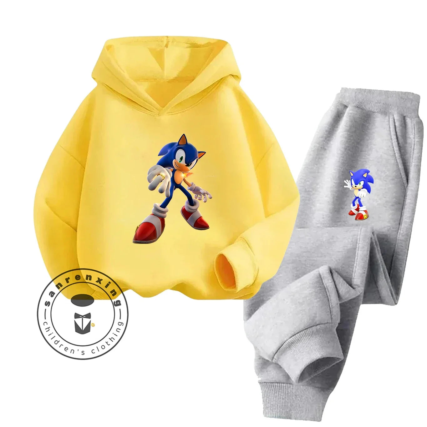Sonic 2D Cartoon Printed Hoodie Set, 2025 Fashion For Kids, Teens, Boys, Girls Casual Autumn Winter wear.