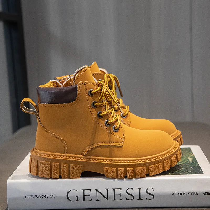 Fashion Boy Girl Short Boots, Non-Slip Boots Children Side Zipper Design.