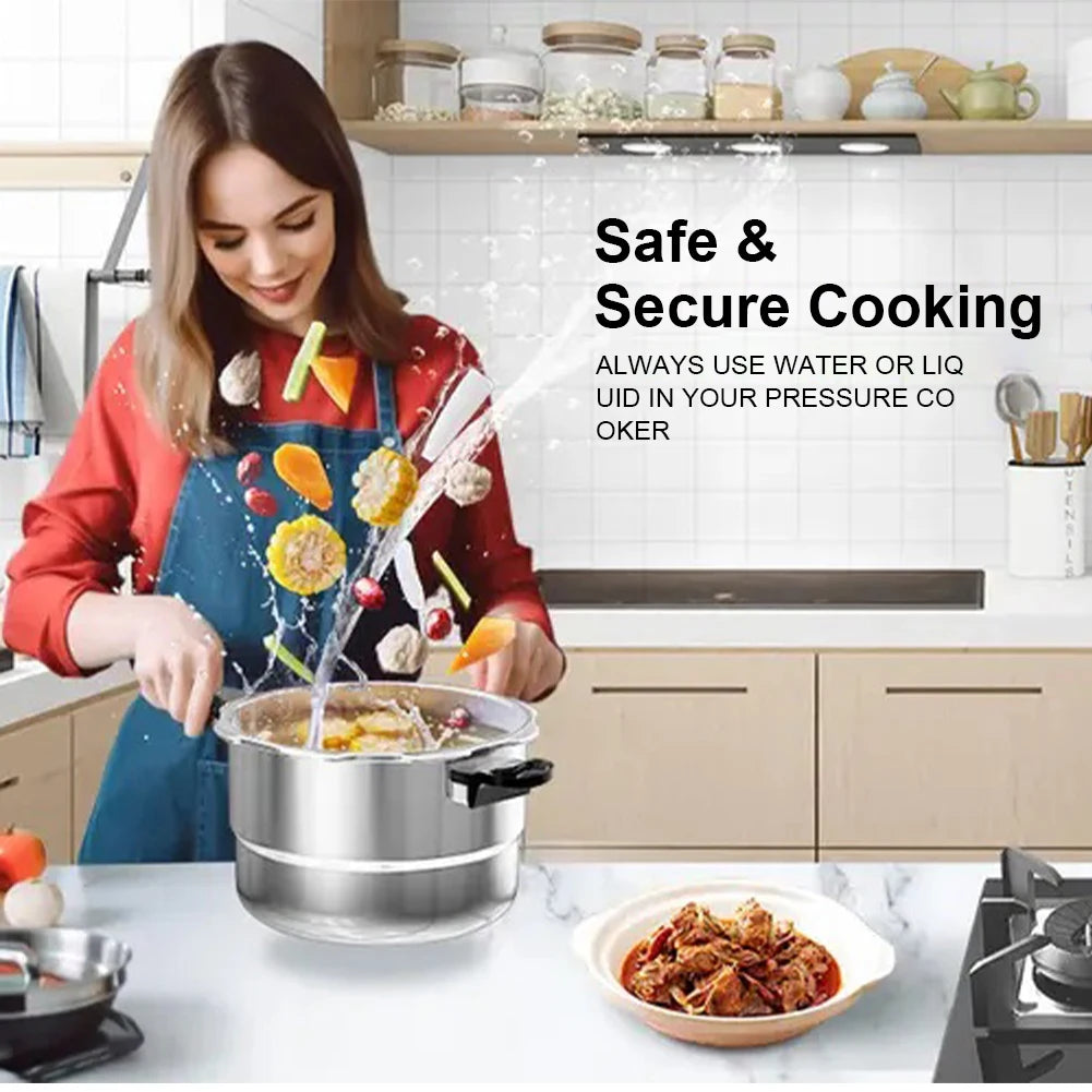 Aluminum Pressure Cooker with Steaming Plate, Aluminum Alloy Small Pressure Cooker for Gas & Induction Stove.