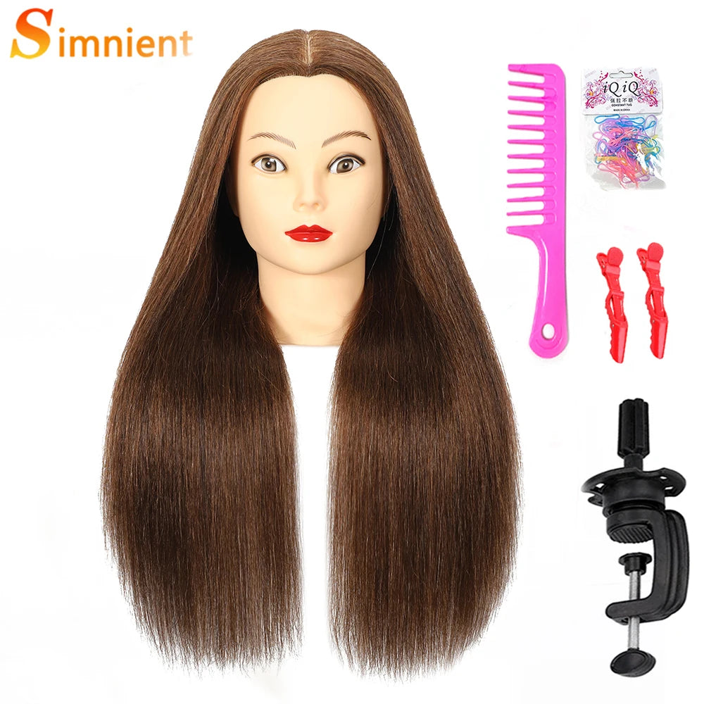 100% Real Human Hair Doll Head For Hairstyle Professional Training.