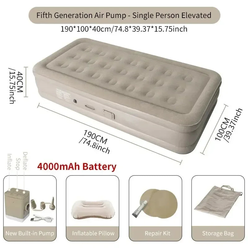 New Air Mattress Built-in Pump Self-inflating Cushion, Outdoor Tent Inflatable Bed Double sleeping For Camping or Indoor.