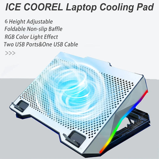 Laptop Cooling Pad with Cooler Fans, Lighting and Phone Holder for 15-19 inch Laptops