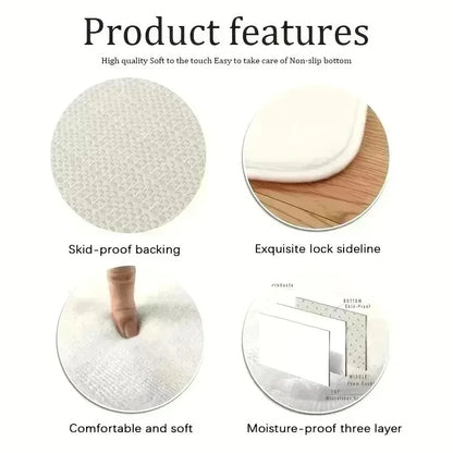 Christmas House Snowflake Area Mat, Red with Gold and White Snowflakes.