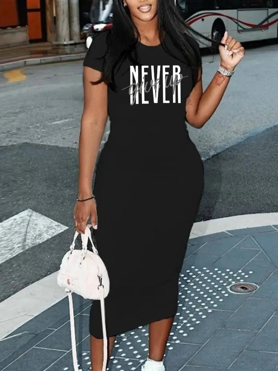 Women Sexy Long T-shirt  Short Sleeved Summer Plus Size Black Dress.