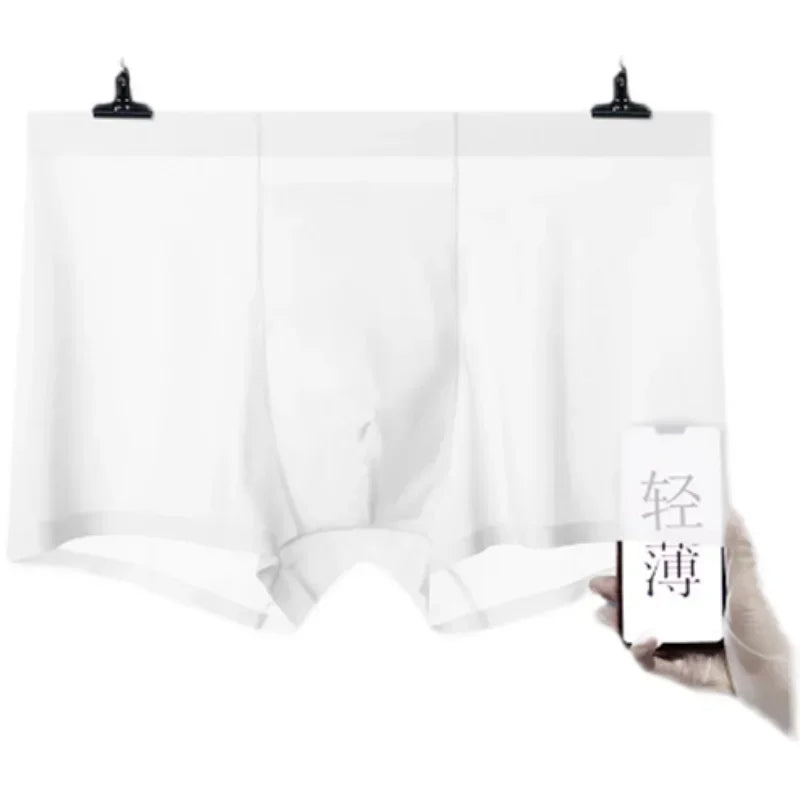 3PCS High Quality Men's Ice Silk Underwear Summer Thin Breathable Seamless Panties Sexy Male Underpants Plus Size.