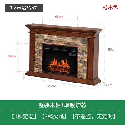 Natural Wood Living Room Fireplace Rustic  Decoration