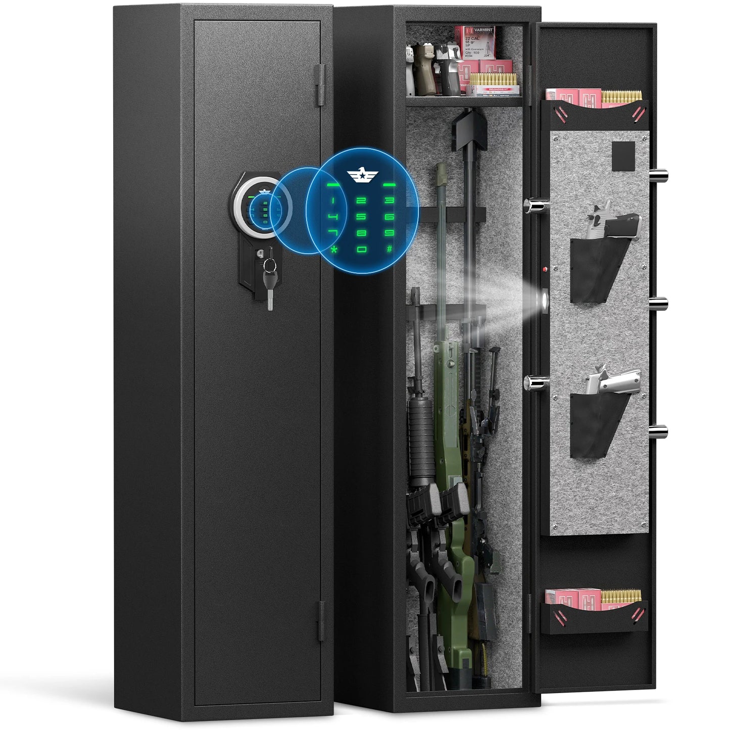 Digital Large Gun Safe, Quick Access Gun Cabinets with LED Light.