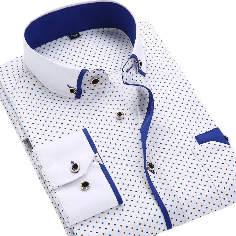 Floral Button Down Men Shirt Brand 2024, Male High Quality Long Sleeve Shirts.