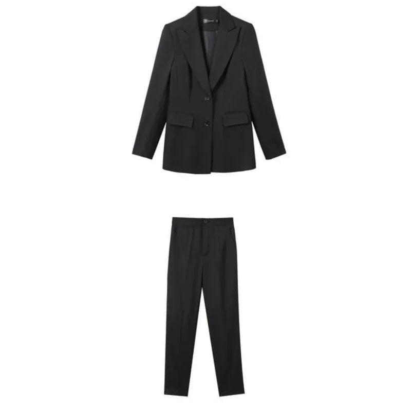 Wear To Work Business Professional Blazer, and Trouser Suit Women 2 Pant Sets.