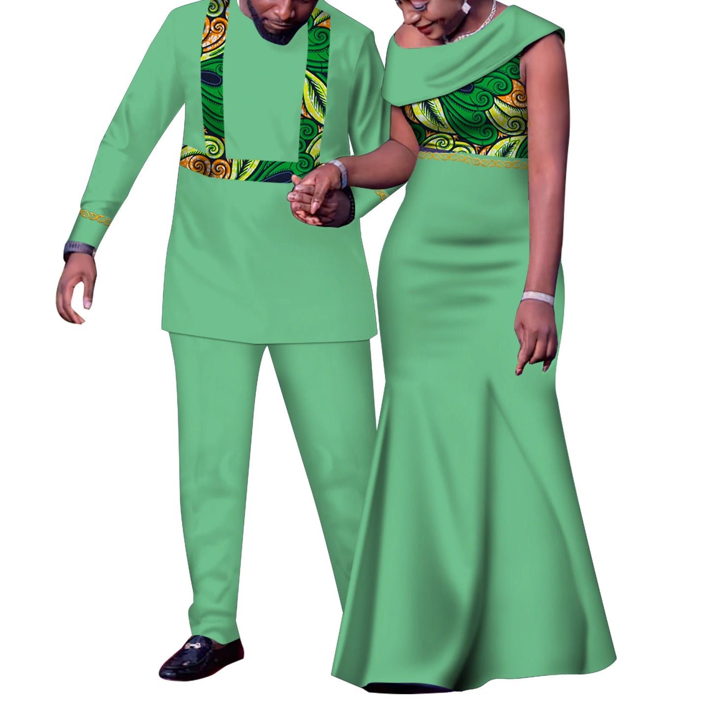 African Couple Outfits Match Sets Dashiki, African Men suit ,and Dresses for Women Couple Clothing WYQ905.