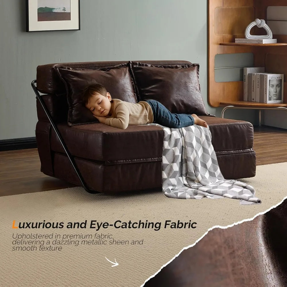 Futon Sofa Bed, 5-in-1 Convertible Sleeper Sofa, Chair, RV Furniture, for Small Spaces.