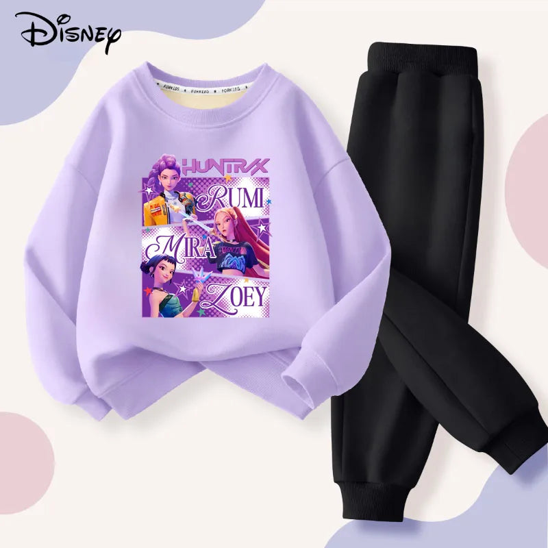2025 Autumn KPop Demon Hunters Girls Print Clothing , Pants Suit Kids Tracksuit, Splice Sport.