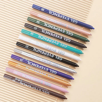12 Colors Shine Pearlescent Eyeliner Pencil Waterproof Eyeliner Gel Pen