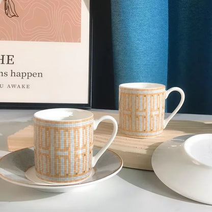 Gift Box Set 12Pcs Ceramic Espresso Coffee Cup Striped Dot