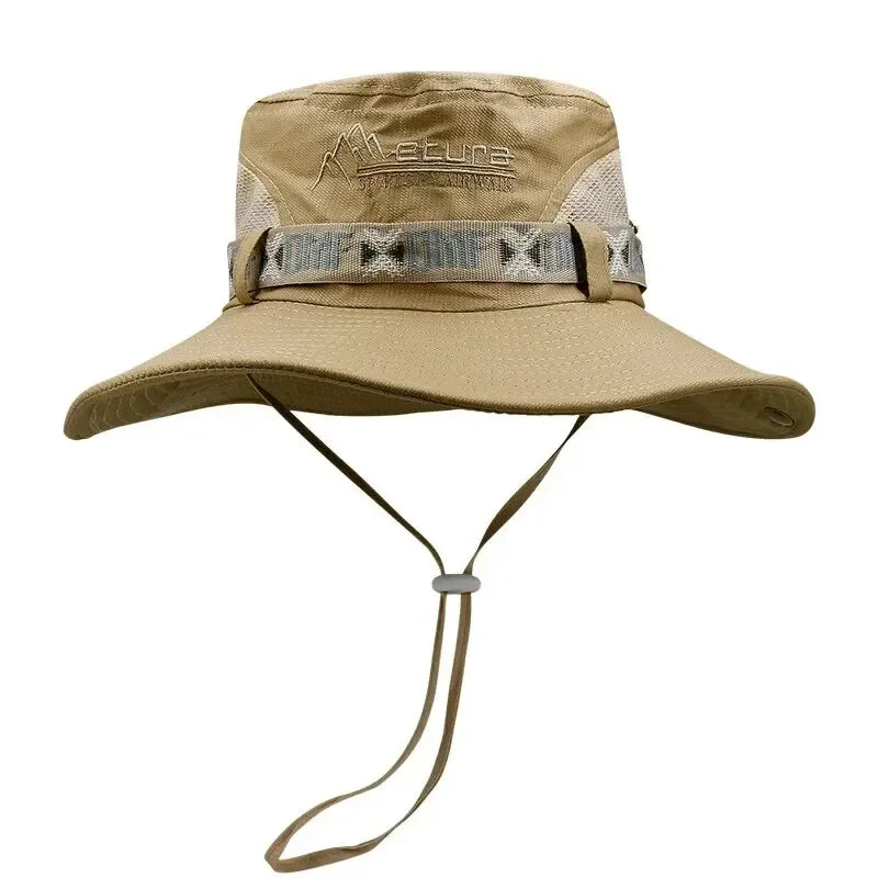 1Set bucket hat Summer Men UV Protection Hiking, Beach, Sunscreen Cap Hunting Fisherman Safari Hat.