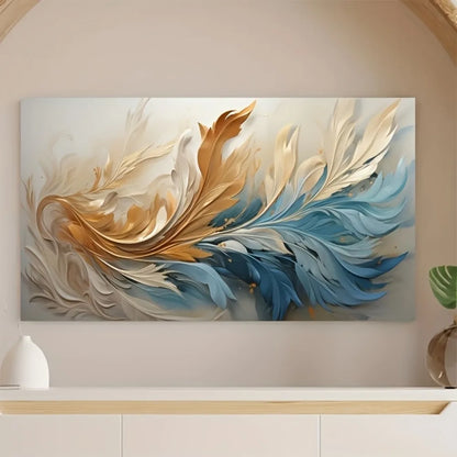 abstract gold feather canvas art for interior decoration