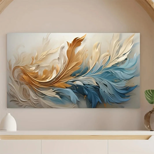 abstract gold feather canvas art for interior decoration