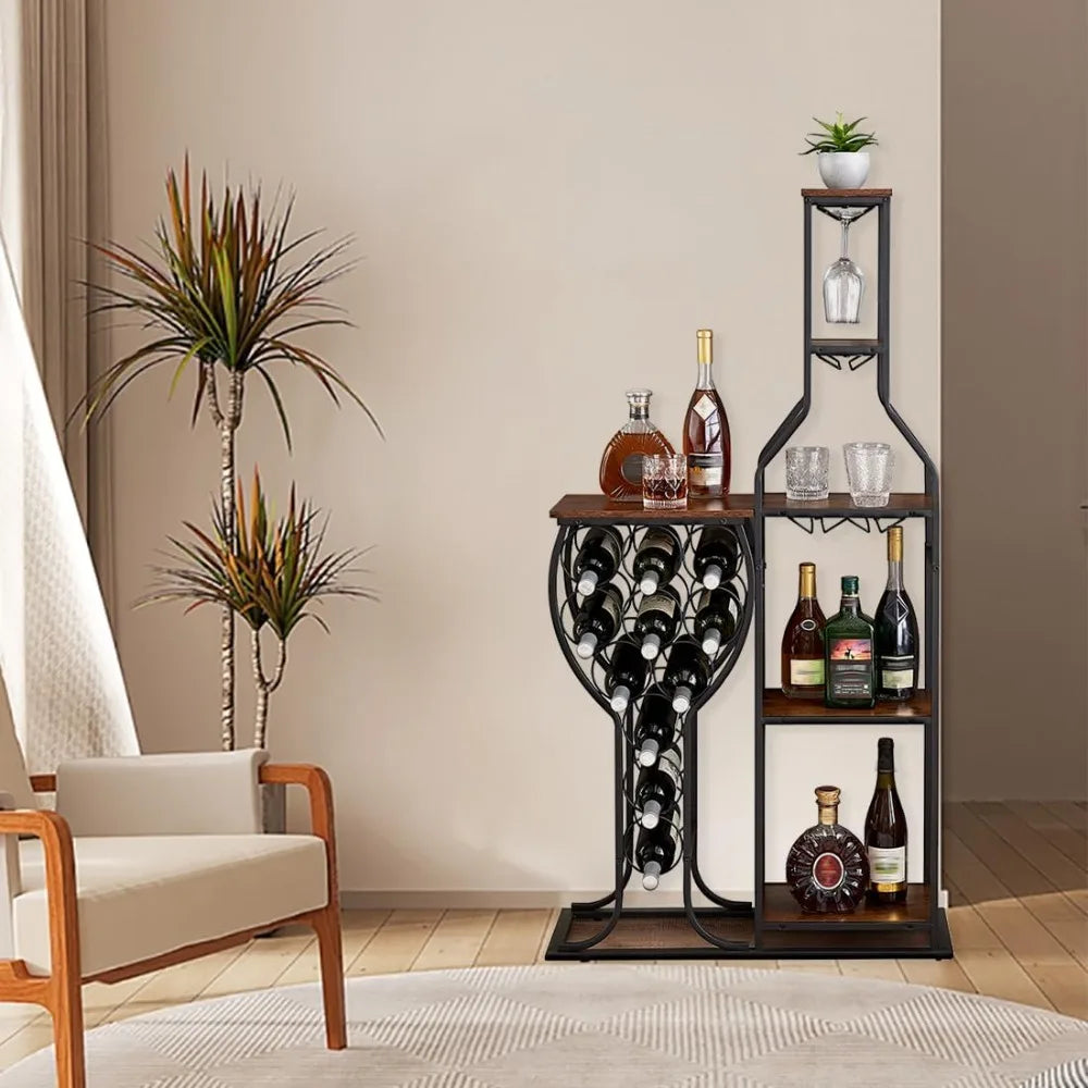 5-Tier Wine Rack Freestanding 11 Bottles Modern Wine Holder