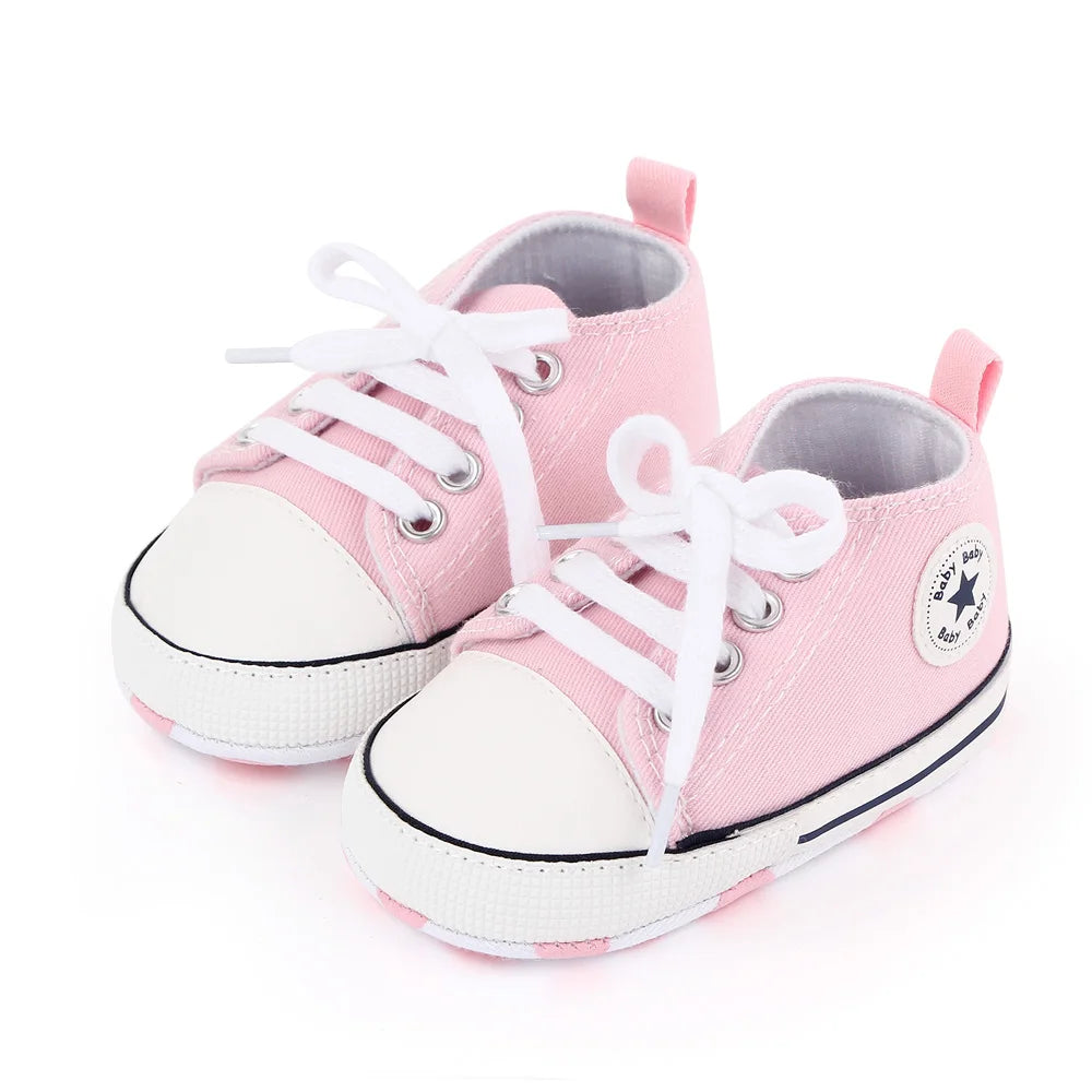 New Baby Shoes Boys Girls Classic Canvas Casual Sneakers, Spring Newborn First Walker Toddler, Non-Slip Walking Shoes.