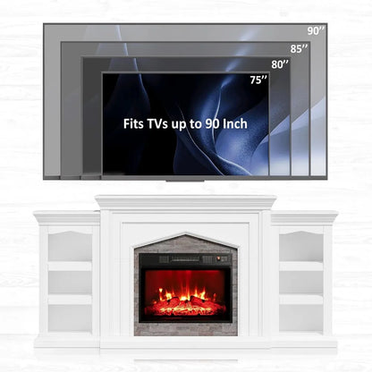 80" Electric Fireplace TV Stand with Mantel for TVs up to 90in USB Ports