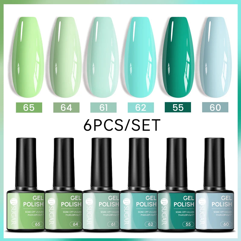 7ml All Season Gel Nail Polish Set, Nude Pink, Red Glitter, Semi Permanent UV Gel Kits.