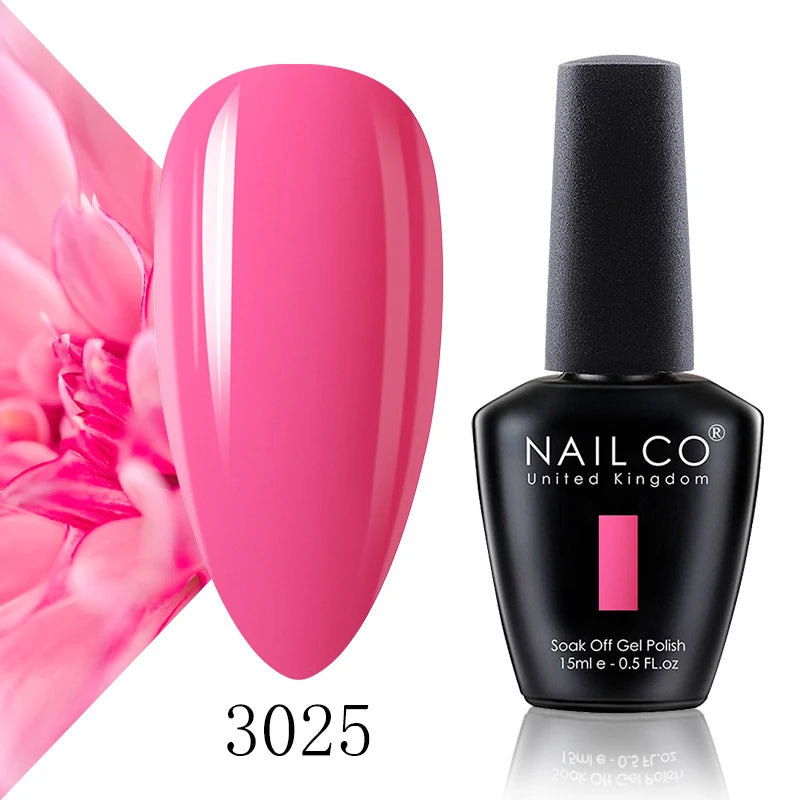 NAILCO 15ml Color Gel Nail Polish Soak Off, Hybrid Varnishes Manicure, UV&LED Nail Gel Semi Permanent Lacquer Base Top Coat.
