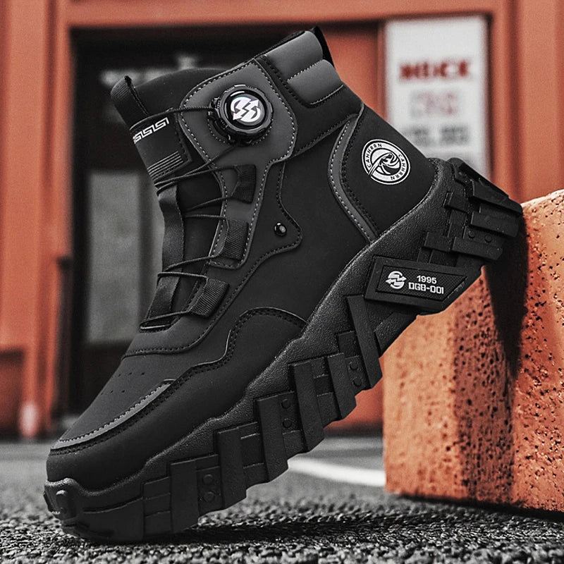 Men Combat Tactical Boots with Straps for Training Waterproof  Multifunctional  Outdoor Hiking Shoes