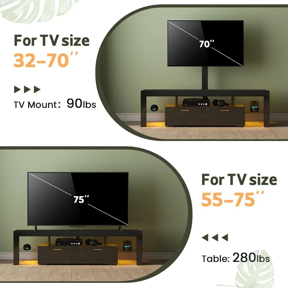 TV-Stand with Mount 75 inch - LED TV Stand with Power Outlet & Drawers.