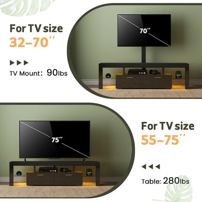 TV-Stand with Mount 75 inch - LED TV Stand with Power Outlet & Drawers.