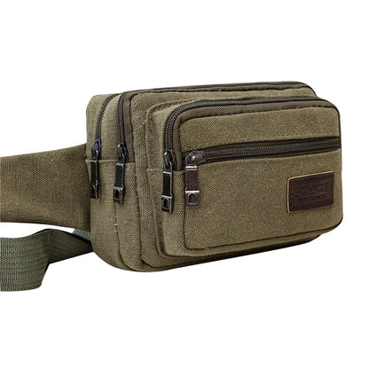 New 4-Zipper Pocket Men Waist Bag  Durable Hiking Belt.