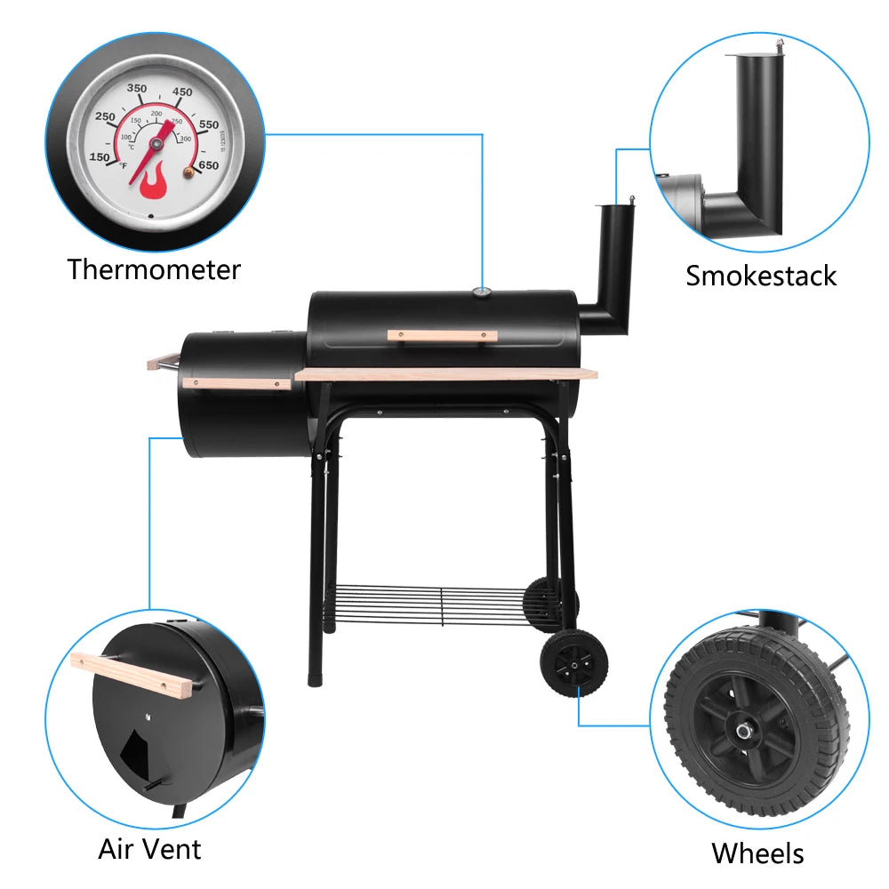 Oil Drum Charcoal Furnace, High Temperature Spray Paint (500-600 Degrees) 15cm Plastic Wheel.