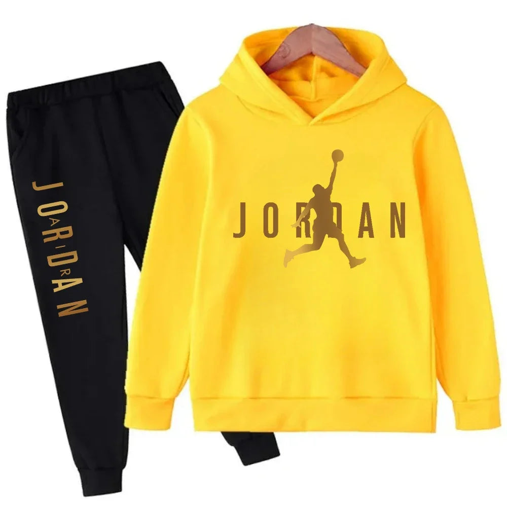 Warm Slam Dunk Master Pattern Printed Children Set, Hoodie+Pant Suit 2pcs Set.