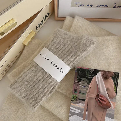 Thick Warm Women's Cashmere Wool Socks Solid Color Long Sox for Ladies