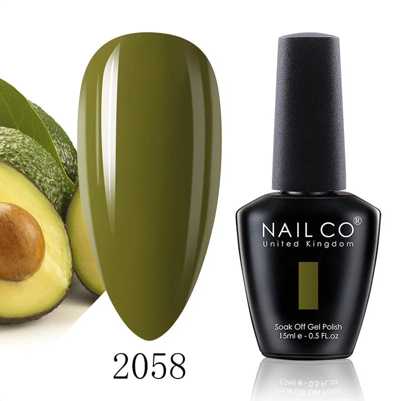 NAILCO 15ml Color Gel Nail Polish Soak Off, Hybrid Varnishes Manicure, UV&LED Nail Gel Semi Permanent Lacquer Base Top Coat.