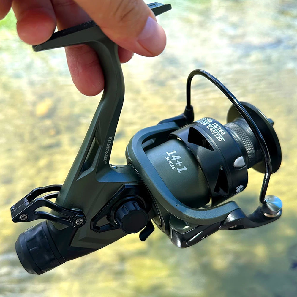 Dual Brake Spinning Reel Lightweight Front Rear Brakes, Aluminum Alloy Spool ,All Waters Fishing.