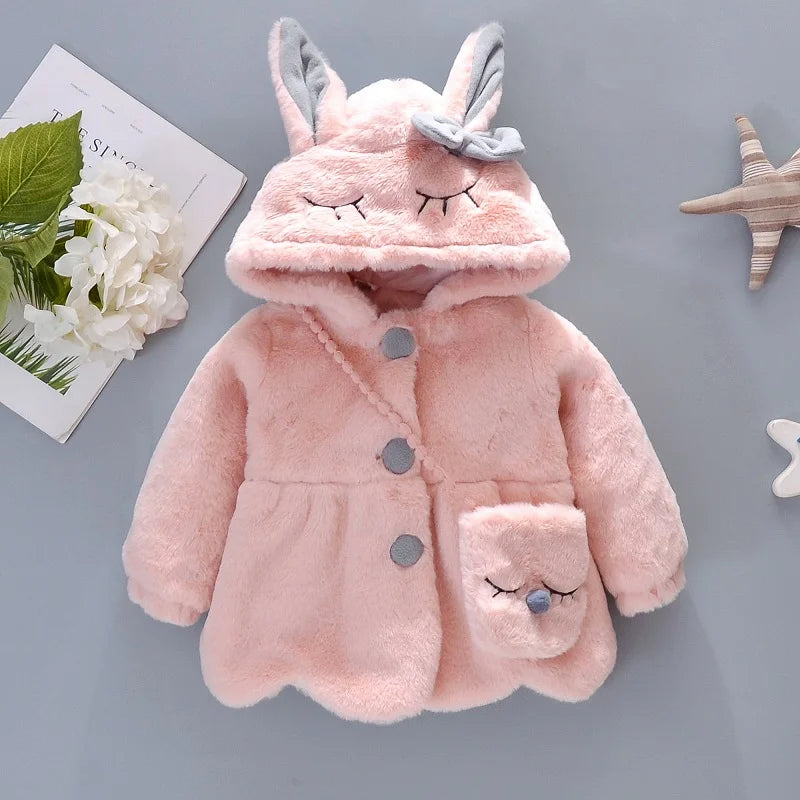 Winter Baby Girl Coat Cute Crossbody Bag  (0-3 Years Old)