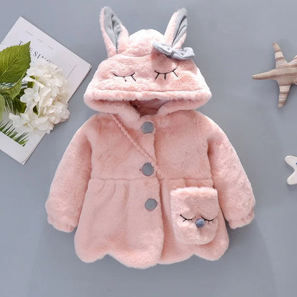 Winter Baby Girl Coat Cute Crossbody Bag  (0-3 Years Old)
